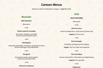 Local canteen menus
